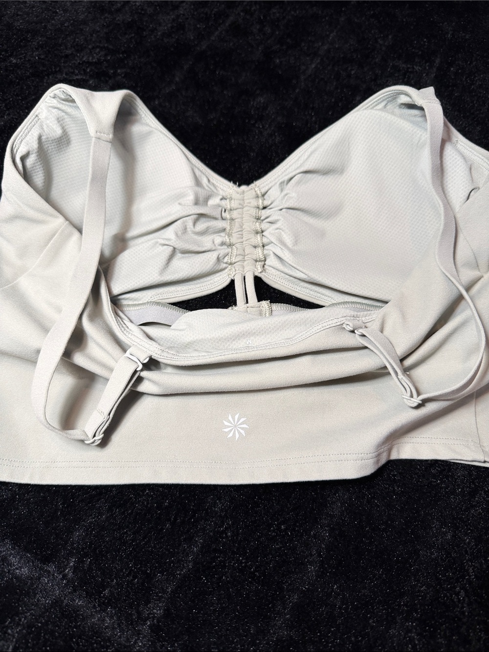 Athleta Cinch Longline Bra A-C Gray Powervita Ruched Front Medium - Picture 7 of 10